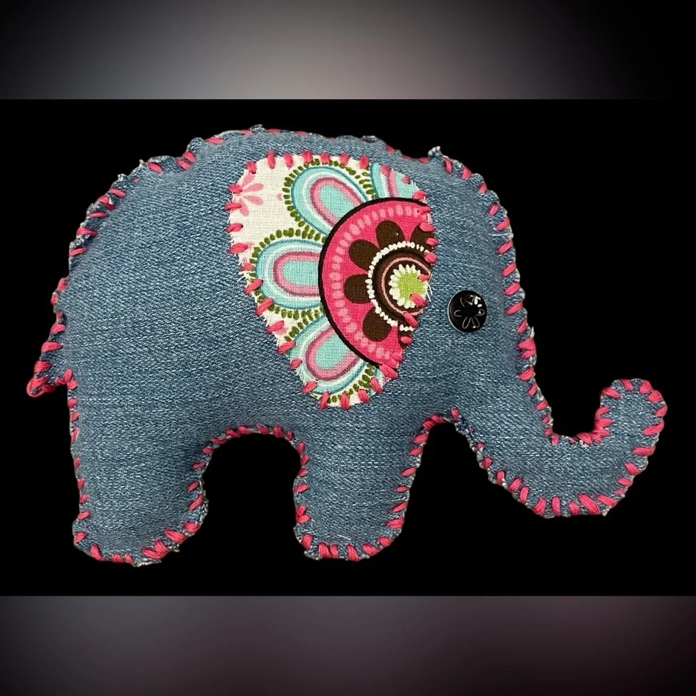 Handcrafted Denim Elephant Plush